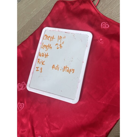 Vintage Inner Most Red Satin Heart Embroidered Slip Dress - Large - Picture 5 of 5